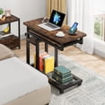 thumbnail image 4 of Verabella Small Portable Desk with Power Outlet, Height Adjustable Sofa Couch Bedside Laptop Table with Wheels, Mobile Standing Desk Rolling Computer Cart C Side Table with USB Ports, 4 of 19
