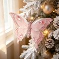 thumbnail image 4 of Clearance Under $2 Glitter Butterfly Ornament, 3D Christmas Hanging Decor, 1PC, 16.5x12.5cm, Wreath Window, Pink (B), 4 of 5