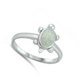 thumbnail image 4 of CHOOSE YOUR COLOR White Simulated Opal Turtle Animal Ring .925 Sterling Silver CZ Female Size 5, 4 of 4