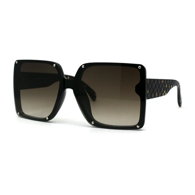 SA106 Classy 90s Designer Butterfly Metal Stud Plastic Chic Sunglasses Black Tort Dark Brown