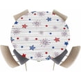 thumbnail image 2 of Round Fitted Tablecloth with Elastic Edge Patriotic Star on Wood Board Table Cloth for 45"-52" Circle Tables,Waterproof Oil-Proof Table Cover for Outdoor Picnic Party Events,Independence Day USA Flag, 2 of 6