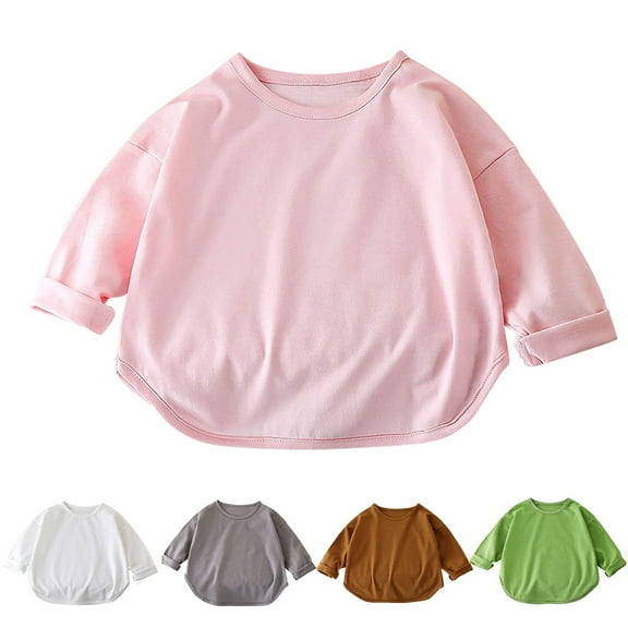Agkizg Girls Long Sleeve Tops,Casual T-Shirts for Kids,Toddler Kids Boys Girls T-shirt Fashion Cute Round Neck Print Long Sleeve Top