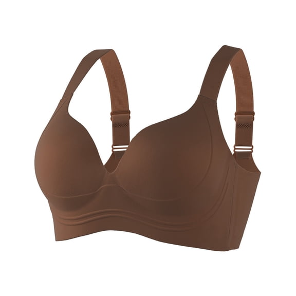 BRGZLK Womens Anti Saggy Bras Push Up No Underwire Seamless Full Coverage Bralettes Plus Size Solid Color Adjustable Strap Lifting Comfortable Everyday Bra Brown L
