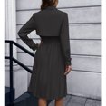 thumbnail image 4 of Vestido de manga larga, ajustado, plisado, con cintura de un solo pecho, vestido elegante para mujer tipo 1 S, 4 of 6