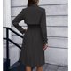 thumbnail image 4 of Vestido de manga larga, ajustado, plisado, con cintura de un solo pecho, vestido elegante para mujer tipo 1 S, 4 of 6