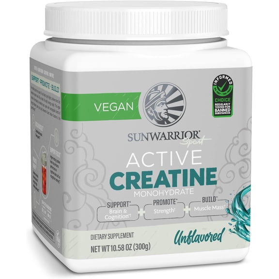 Sunwarrior Creatine Monohydrate Powder | Micronized | PreWorkout | Recovery | Vegan | Keto Friendly | 60 Servings | 10.58 oz