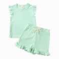thumbnail image 4 of TOWED22 Toddler Infant Lovely Outfits 2pcs Tank Shirts Sleeveless Shorts Cute Summer Clothing Sets Sweet with Pockets(Light Green,4-5 Y), 4 of 4