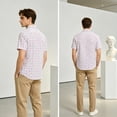thumbnail image 6 of Mens Button Down Shirts Plaid Short Sleeve Shirts for Men Dress Shirt Oxford Collar with Pocket L, 6 of 10