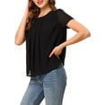 thumbnail image 4 of INSPIRE CHIC Blouse d'Été en Chiffon à Manches Courtes Plissée pour Femmes m Noir, 4 of 6