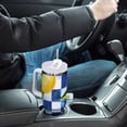 thumbnail image 4 of Yayeee 40oz Stainless Steel Tumbler with Straw and Handle Double-Wall Insulated Travel Water Bottle, Lemon Checkered, 4 of 8