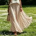 thumbnail image 4 of Vynhevius Womens Striped Maxi Skirt High Waist Pleated Flowy Casual Long Bottom, 4 of 7