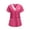 #113-Hot Pink, variant on Craaazy Plus Size Women's Solid Color Nursing Scrub T-shirts with Contrast V-Neck and Multi Pockets for Medical Work Gift