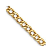 14k Yellow Gold Hollow Polished Lightweight Lobster Claw Closure Curb Chain Necklace 20 Inch 2.5mm Wide Chain Necklace f
