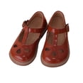 thumbnail image 5 of GiLiling Girls Mary Jane Dress Shoes, Hollow Out Flats with T-Strap Adjustable Buckle, Non-Slip Soft Sole Princess School Shoes for Kids (Brown, 4-4.5 Years), 5 of 6