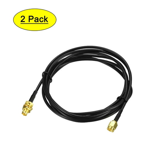 Uxcell 120'' RG174 RP-SMA Male to RP-SMA Female Antenna Extension Cable Shorter Length Metal Black 2 Pcs