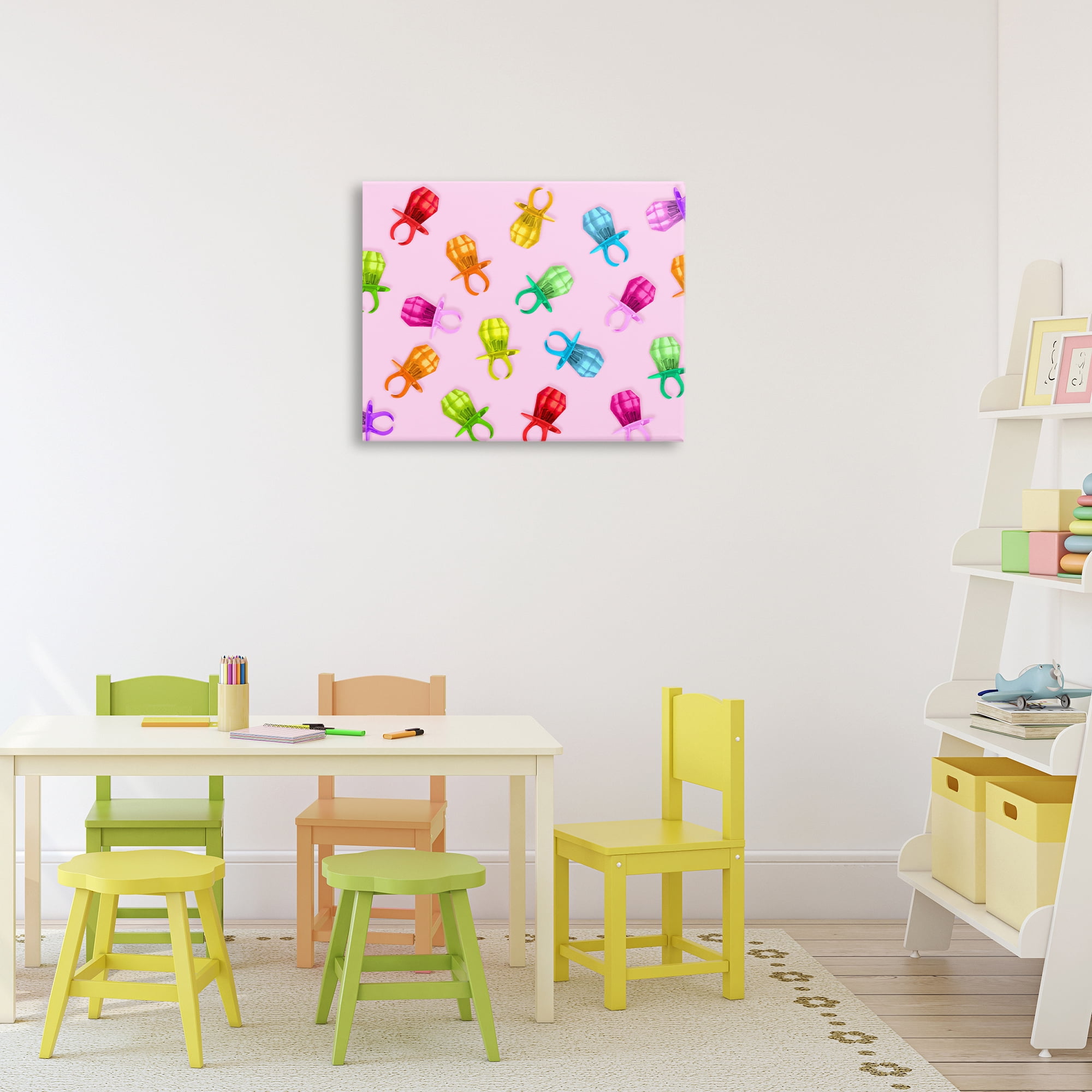 Stupell Industries Candy Gem Ring Party Pattern Canvas Wall Art, design by LISH Creative