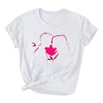 thumbnail image 1 of Hyknon Hauts pour Femmes Été Amoureux T-shirt Imprimé Col Rond Manches Courtes Haut Doux Pull Polyvalent pour Sortir, 1 of 3