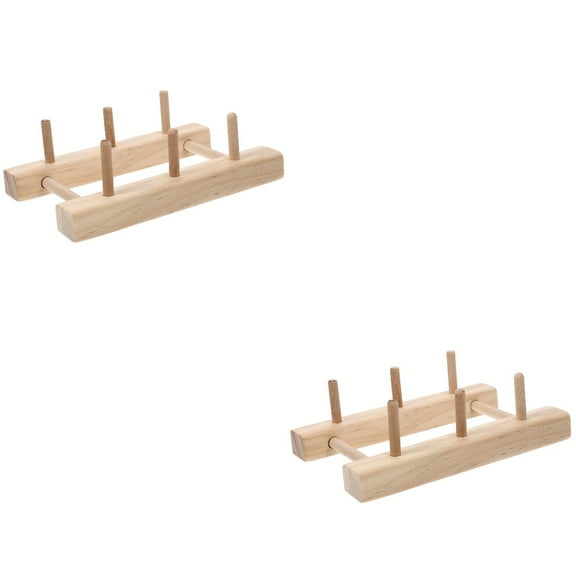 Spool Stand Hair Rack for Braiding 2 Pieces Embroidery Thread Solid Wood Wooden Sewing Organizer Yarn Holder