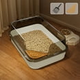 thumbnail image 4 of White Semi-Enclosed High-Sided Cat Litter Box With Splash Guard, Large Kitty Litter Pan With Shovel, Anti-Splash Design For Indoor Cats, Easy Clean Pet Litter Tray, 4 of 6