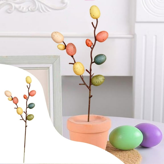 JingChun Easter Egg Picks, 1PC Artificial Easter Egg Stems Colorful Easter Egg Decorations for Easter Home Decor Centerpiece Flower Arrangement