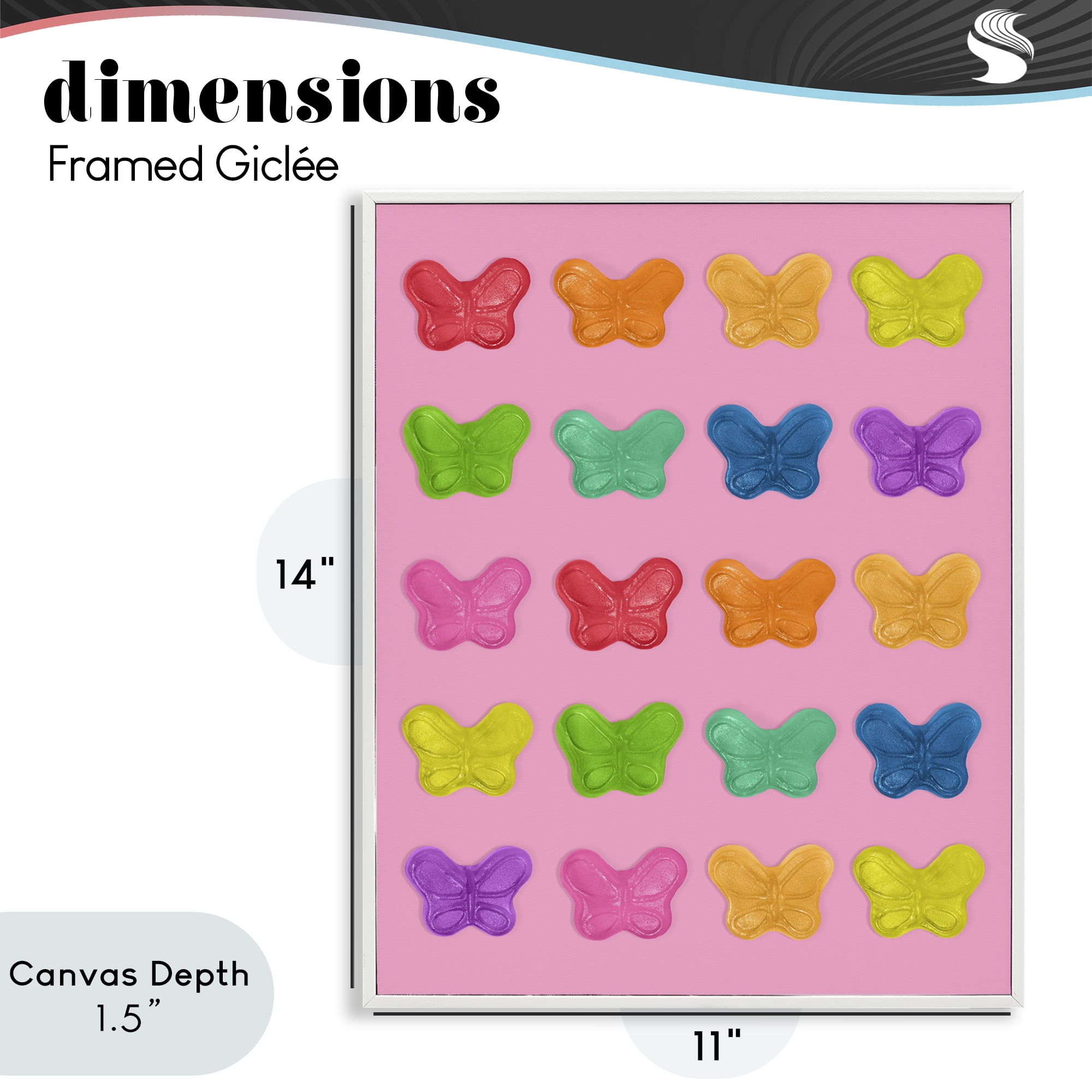 Stupell Industries Colorful Butterflies on Pink White Framed Giclee Art, design by LISH Creative