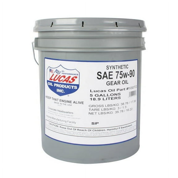 Lucas 10072 SAE 75W-90 Synthetic Racing Gear Oil, 5 Gallon