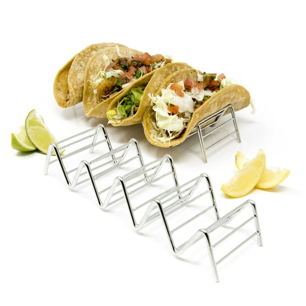 2 Pack Stylish Stainless Steel Taco Holder Stand, Taco Truck Tray