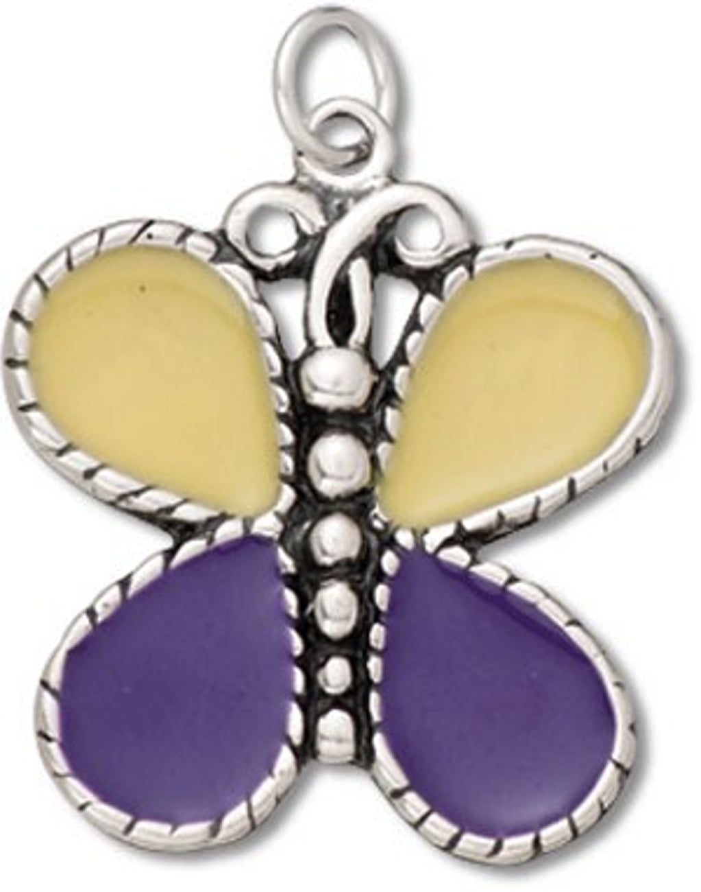 Sterling Silver Womens 1mm Box Chain Enameled Blue Purple Butterfly Pendant Necklace 