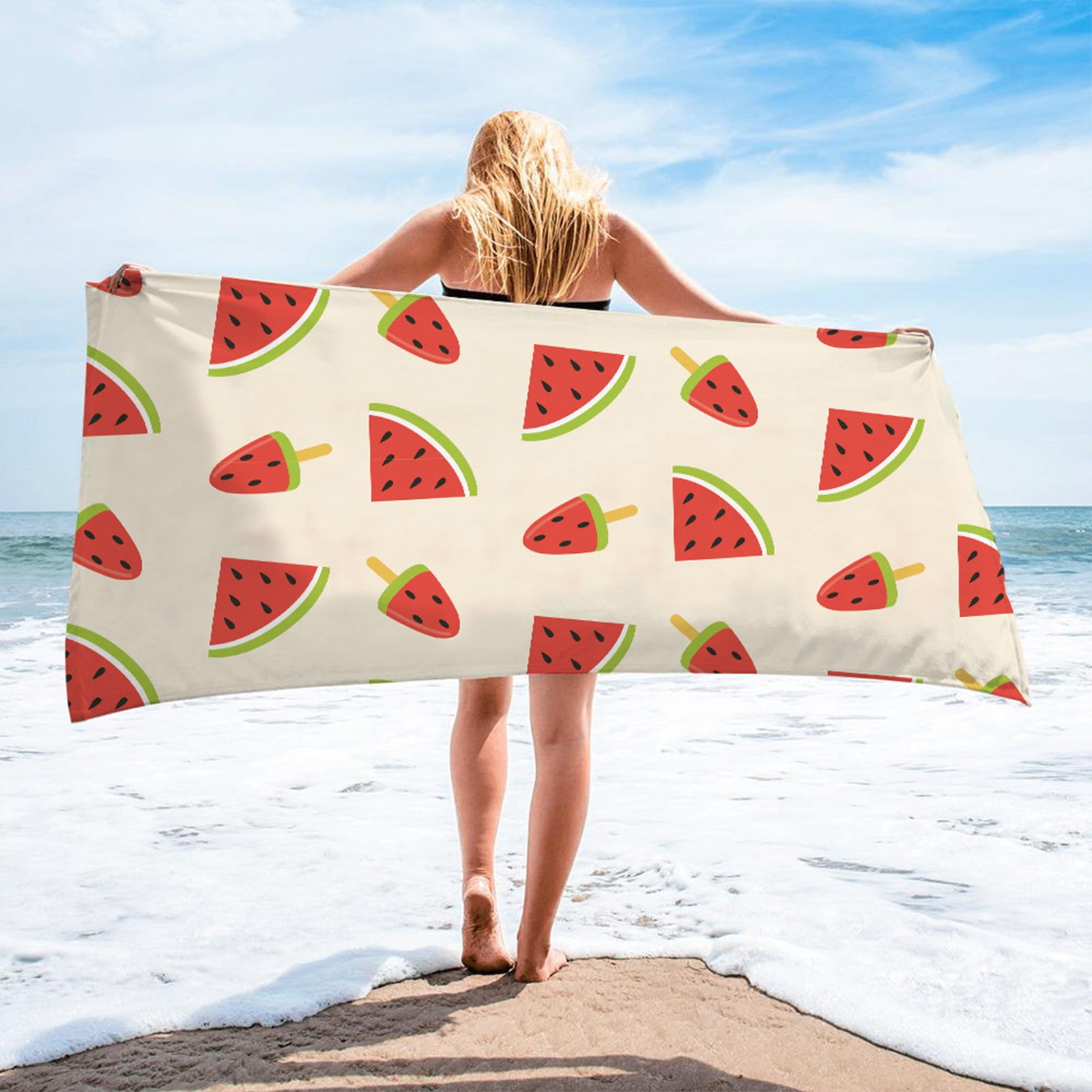Beach Towel with Bag Microfiber Soft Comfortable Plain Dyed for Bathroom Travel 