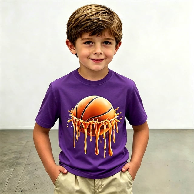 Chandail Garçon Col Rond Manches Courtes Chandails Garçon T-Shirt Tout-Petit Cadeaux Garçon Âge 8-9 Ans