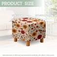 thumbnail image 3 of SCRAWLGOD Sunflower Leaf Print Beige Footstool Cover, Washable Square Slipcover with Non Slip Bottom Soft Foot Stool Protection Universal Fit for Most Footrest Sofa, 3 of 7