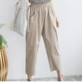 thumbnail image 4 of Babysbule Women's Solid Color Pants Loose Casual Double Pocket Capris Trousers, 4 of 5
