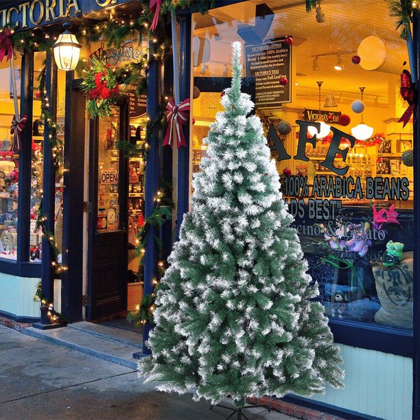 8ft Pencil Christmas Tree Christmas Pine Tree With 1138 Branch Tips Artificial Christmas Tree With Sturdy Metal Stand Full Xmas Tree Decoration For Home Pubilc Area Easy To Set Up K514