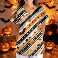 thumbnail image 5 of Halloween Costumes Scrub Tops Women Cute Dressy Casual Blouses Short Sleeve Pumpkin Pattern Crewneck Loose Fit Fall Daily Shirts Tops Black S, 5 of 5