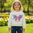 thumbnail image 2 of Peacolate 2-7T Spring Fall Little Girls 2pcs Clothing Set Butterfly T Shirt and Jeans,White,4Years, 2 of 2