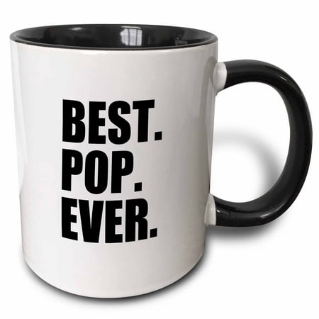 3dRose Best Pop Ever - Gifts for dads - Father nicknames - Good for Fathers day - black text - Two Tone Black Mug,