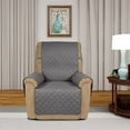 thumbnail image 2 of Housse de Sofa Inclinable Matelassée Réversible, Protège-Meubles Résistant à l'Eau, Housse de Canapé Lavable avec Sangles Élastiques pour Enfants, Chiens, Animaux (Fauteuil Inclinable, Gris/gris), 2 of 7