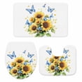 thumbnail image 2 of Summer Floral Bathroom Rugs Set Watercolor Blue Butterfly Rustic Farmhouse Sunflower Non Slip Absorbent Soft Bath Mats 3 Piece Set with Bathroom Rug, U-Shaped Floor Mat, Toilet Seat Cover Large Size, 2 of 9