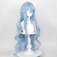 thumbnail image 2 of Peluca azul hielo para disfraz Cosplay peluca + horquilla anime larga mujer rizada y esponjosa Halloween pelo cosplay peluca anime peluca sintética resistente al calor para disfraz cosplay a, 2 of 4