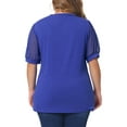 thumbnail image 4 of Agnes Orinda Women's Plus Size Tops V Neck Swiss Dots Puff Sleeve Casual Blouses Tee 3X Blue, 4 of 7