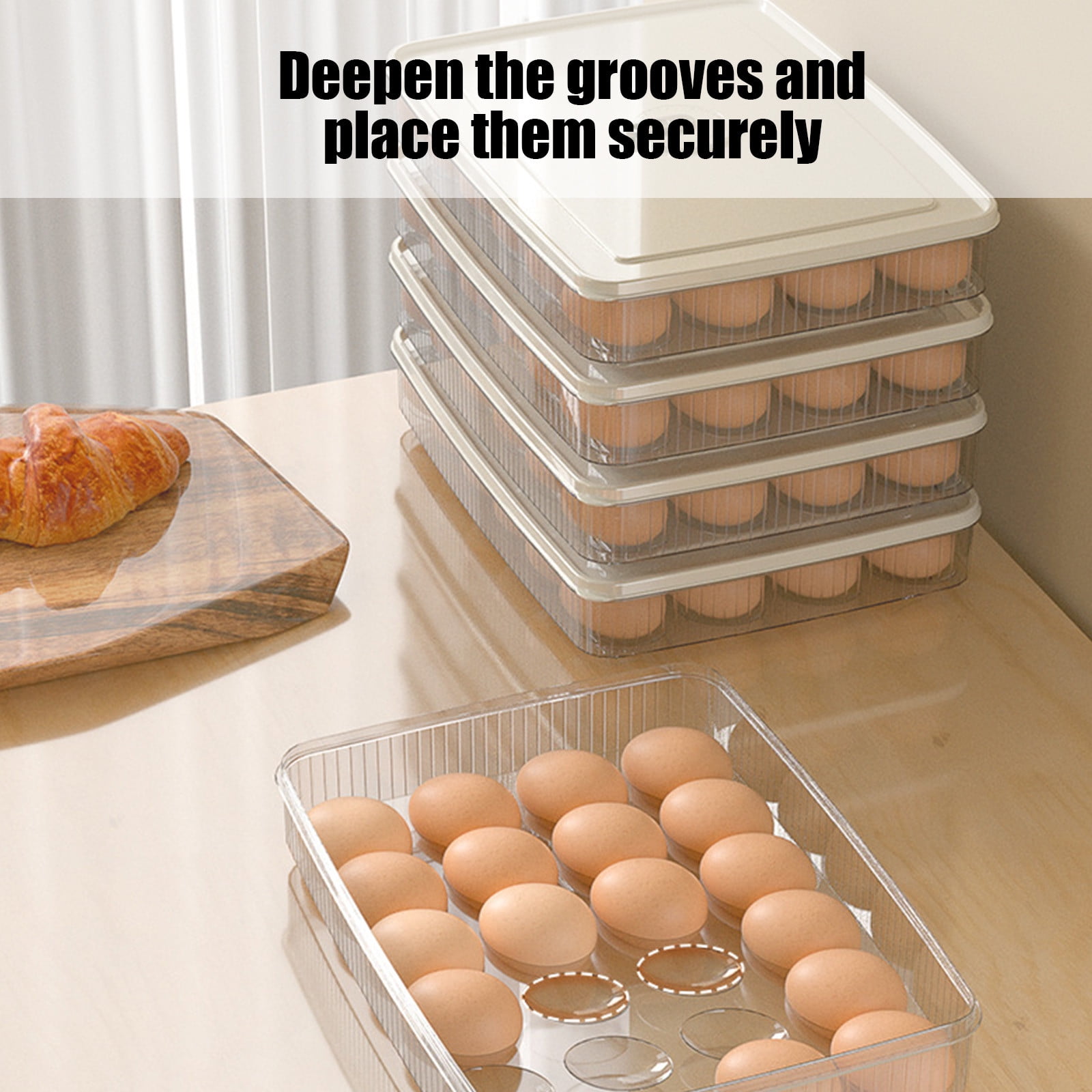 YUNAFFT Deviled Egg Containers with Lid,Stackable Plastic Egg Holder,Clear Egg Storage Holder for Fridge,Keep Fresh,Easter,Thanksgiving Party Kitchen Supplies