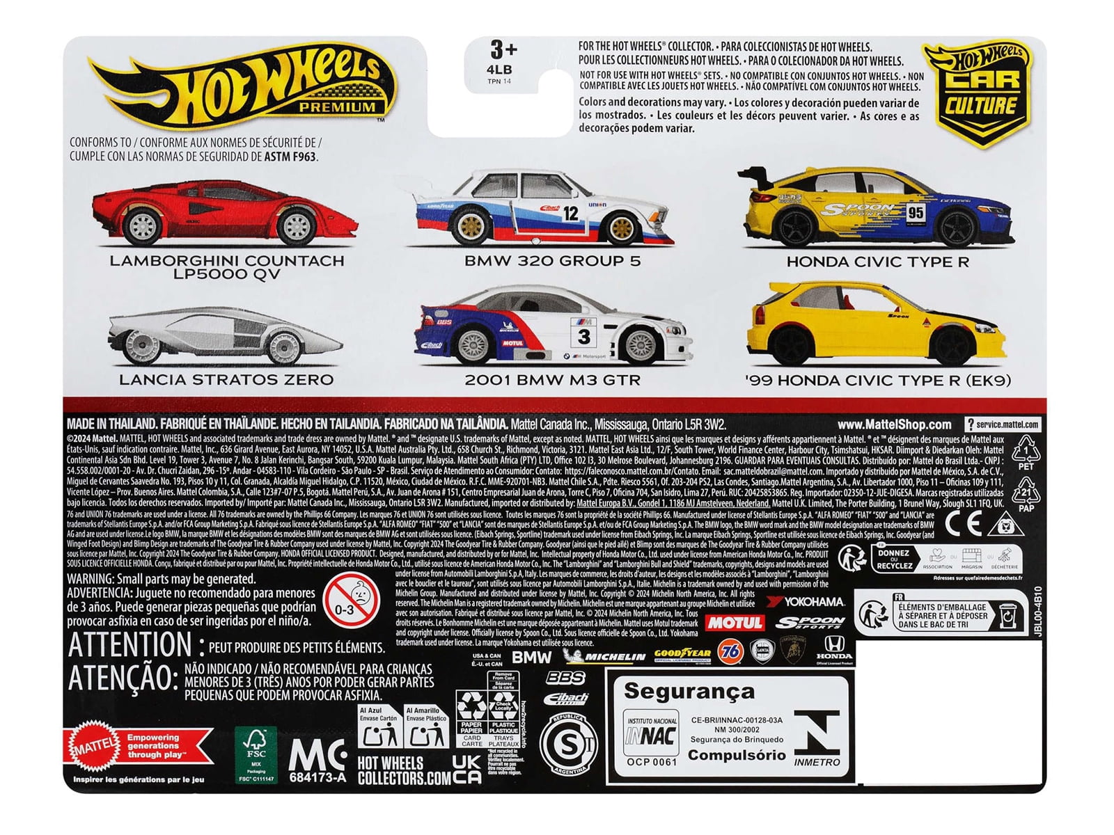 1999 Honda Civic Type R (EK9) RHD Yellow with Red Interior and Type R #95 Blue and Yellow Set Diecast Model Cars by Hot Wheels