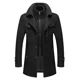 thumbnail image 2 of WINSTAND Abrigo de lana Otoño Invierno Gabardina de lana Moda Chaqueta larga media Hombre Abrigo con cremallera de cuello doble Cortavientos, 2 of 4