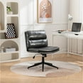 thumbnail image 3 of Wide Seat Vanity Chair | Criss - Cross Seating with Height and Swivel Function | Crafted from Premium PU Leather | Solves Discomfort in Long - Term Use, 3 of 6