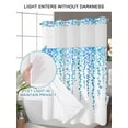thumbnail image 6 of No Hook Shower Curtain with Snap-in Liner, Blue Polka Dots Waterproof Fabric Bathroom Curtains, Watercolor Abstract Art Retro Bath Curtains & Mesh Top Window Stall 48"x72", 6 of 9