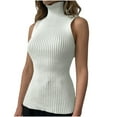 thumbnail image 2 of Turtleneck Sweaters for Women Sleeveless Summer Tops 2026 Knitting Cotton Pullover Blouse, 2 of 9