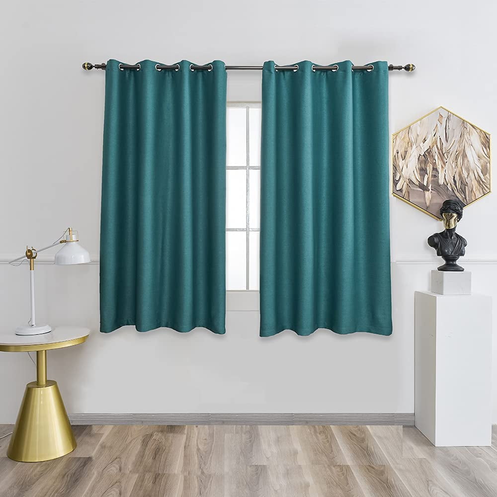 Blackout Curtains Grommet Top Linen Textured Curtains for Bedroom