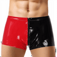 thumbnail image 2 of Men Shiny Leather Boxer, Sexy Open Crotch, Glossy PVC Leather, Wetlook Latex Short Pants, 2 of 6