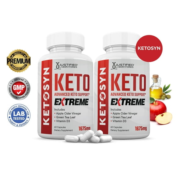 (2 Pack) Ketosyn Keto ACV Extreme Pills 1675mg Alternative to Gummies Dietary Supplement 120 Capsules