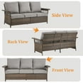 thumbnail image 6 of PARKWELL Wicker Outdoor 3 Seater Sofa,Patio Rattan Couch with Cushions Deep Seat,Gray, 6 of 10